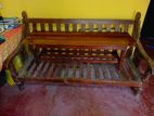 Antique Teak Wood Living Room Set – 5 Pieces (Chairs + Bench Table)