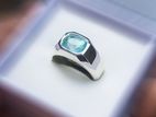 Aquamarine Gemstone Men's Silver Ring