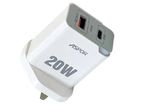 Aspor A826 20W Travel Fast Charging Type- C Dual Ports Phones Adapter