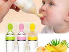 Baby Silicone Squeeze Feeding Bottle with Spoon