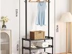 Balcony Coat Rack Metal Single Row - Black Garments