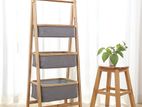 Bamboo laundry hamper ladder type storage organizer