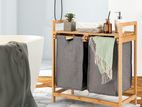 Bamboo Laundry Rack with Dual Compartments