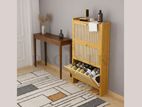 Bamboo Shoe Cabinet with 3 Flip Panels – Wooden Rack