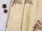 Banarasi Cream Organza Tissue Sare With All Over Jaal Parrots Design