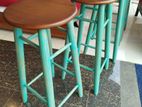 Bar stool | green wash & teak