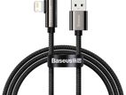 Baseus 1m Usb to Lighting 2.4 a Elbow Fast Charging Data Cable Black