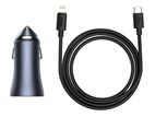 Baseus 40W Dual Ports Car Charger with Type-C to Lightning Cable