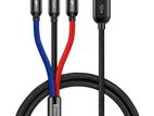 Baseus Three Primary 1.2M USB Micro Lightning C Cable Nylon 3.5A Black