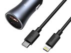Baseus USB + Type C Quick 40W Car Charger with Cable