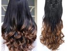 Black and Copper Brown Synthetic Wavy Clip on Hair Extension Set