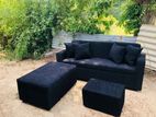 Black Budget Sofa Set With stool pillow .
