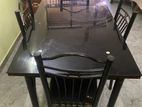 Black Glass Top Dining Table with 4 Chairs