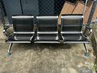 Black Steel 3 Seater Gang Chair