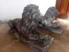 Black Stone Guardian Lion Statues