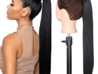 Black Synthetic hair ponytail extension with tie on strand