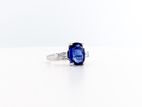 Blue Sapphire Twin Taper Diamond Ring