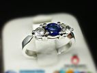 Blue Sapphire Gem Stone Silver Ladies Ring GB87