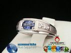 Blue Sapphire Gem Stone Silver Ring Gents