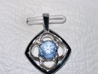 Blue Sapphire Gem with Silver Pendant