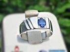 Blue Sapphire Gents Silver Ring