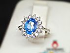 Blue Topaz Gem Silver Ring ladies