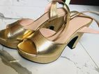 Brand New Gold Snakeskin Platform Heels with box