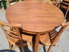 Brand New Solid Teak Round Dining Table with 4 Chairs | 3*3ft