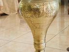 Brass Lamp with Flower Vases