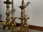 Antique Brass Oil Lamp Set
