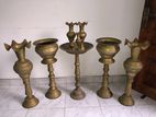 Brass Oil Lamp with Vase Set