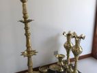 Brass Oil Lamp with Two Vases