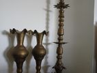 Brass Oil Lamp with Two Vases