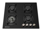 Bravuz 4 Burner Black Glass Top Cooker