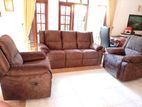 Brown Fabric Reclining Sofa Set
