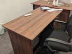 Brown Table with One Drawer and Cupboard