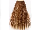 Brown with Blonde Highlights Deep Wave Synthetic Clip on Hair Extension