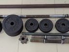 Bumbell Barbell Bars Weight Plates Full Set