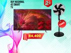 BUY NASHINAL 43" SMART TELEVISION GET FREE STAND FAN
