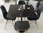 Cafe Table B35 With ABC 4 Chair Set BLACK