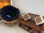 Cane Chair, Papasan chair Extra large 47 inch - Bowl