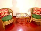 Cane Chairs with Glass Top Teapoy