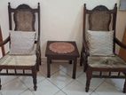Cane chairs with table