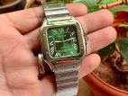 Cartier Santos De Silver Green Dial Automatic Mens Watch
