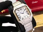 Cartier Santos Large Stainless Steel White Dial Automatic Mens Watch