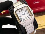 Cartier Santos Large Stainless Steel White Dial Automatic Mens Watch