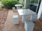 Garden Cement Table with Four Stools