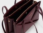 Charles & Keith Midori Geometric Tote Bag Wineberry Red