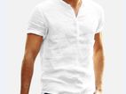 Chinese Collar Short Sleeve Shirt Linen