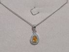 Citrine Studded Silver Pendant with Chain